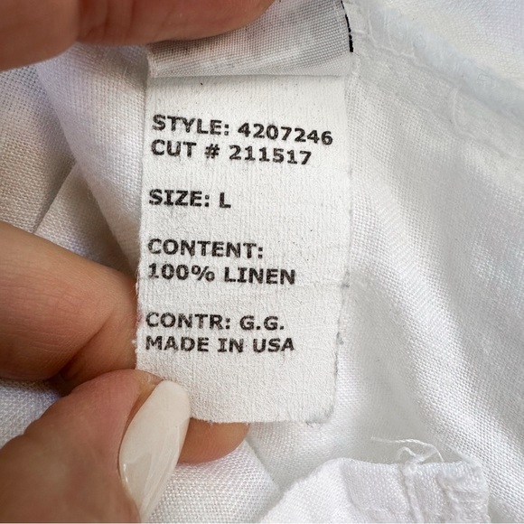 Cut Loose White Linen Oversized Button Front Shirt Top 3/4 Sleeve Made in USA L - Picture 9 of 12